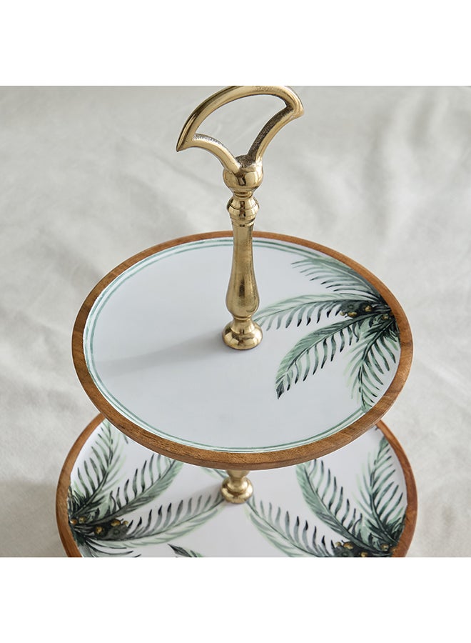 Home Box Palm Leaf 2-Tier Wooden Platter - Image 3